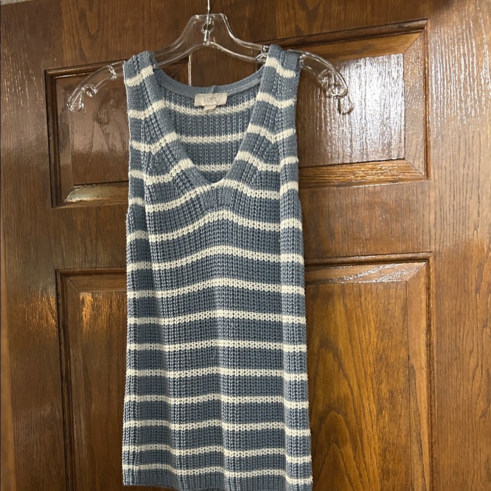 LOFT Blue and White Knit Top